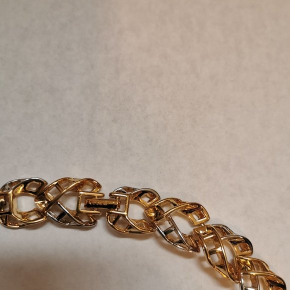 Vintage D'orlan Gold/Sliver Toned 22K Gold Plated Choker Necklace (NG-DOR01) - Picture 4 of 7